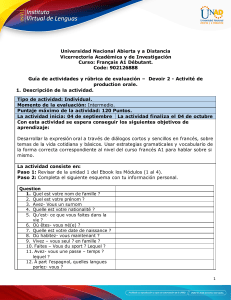 Guide dactivites et rubrique devaluation  Devoir 2 - Activité de production orale. (1)