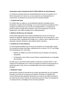 Comentario Sentencia Corte Suprema: Inadmisibilidad Casación