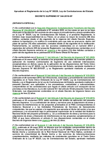 Reglamento Ley Contrataciones del Estado Per&uacute; - Decreto Supremo