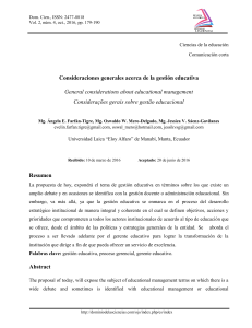 Gestión Educativa: Consideraciones Generales