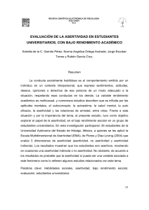 EVALUACION DE LA ASERTIVIDADEN ESTUDIANTES CON BAJO RENDIMIENTO ACADEMICO