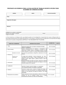 R&uacute;brica de Evaluaci&oacute;n de Tesis en Comunicaciones