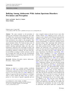 Bullying & Autism: Prevalence & Perception in Adolescents