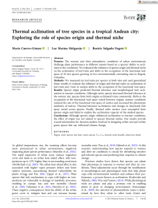 Thermal Acclimation of Trees in Bogot&aacute;: Species Origin & Niche