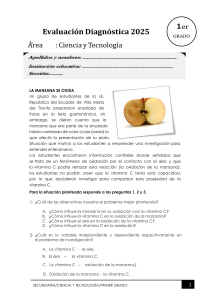 Evaluaci&oacute;n Diagn&oacute;stica Ciencia y Tecnolog&iacute;a 1er Grado