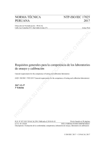 NTP-ISO/IEC 17025:2017: Competencia Laboratorios