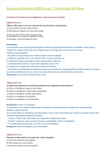Examen Admisión UDEP: Lenguaje y Razonamiento Verbal