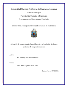 Cuadratura Gauss-Chebyshev: Integraci&oacute;n Num&eacute;rica y MATLAB