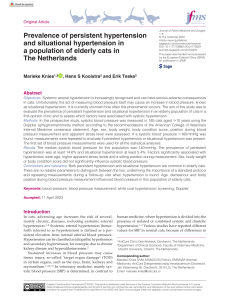 Hypertension in Elderly Cats: Prevalence & Factors