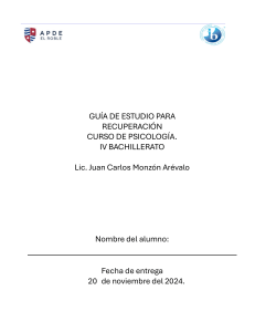 Gu&iacute;a de Estudio Psicolog&iacute;a IV Bachillerato - Recuperaci&oacute;n