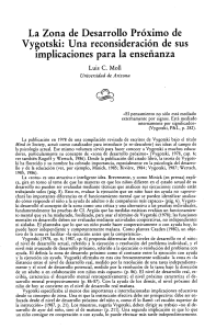 Zona de Desarrollo Pr&oacute;ximo de Vygotski: Implicaciones en la Ense&ntilde;anza