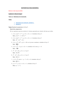 Cálculo Integral: Volúmenes de Revolución - Ejercicios Resueltos