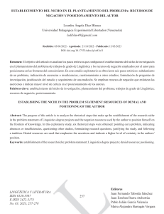 Nicho de Investigaci&oacute;n en Ling&uuml;&iacute;stica: Negaci&oacute;n y Posicionamiento