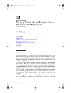 Drying Biotechnological Products: Status & Developments