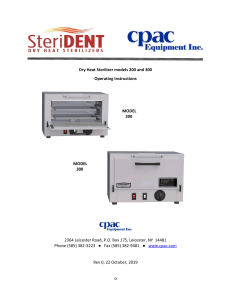 Steri-Dent Dry Heat Sterilizer Operating Instructions