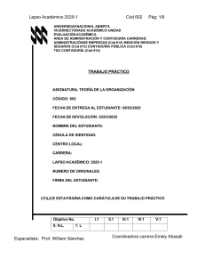 Teor&iacute;a de la Organizaci&oacute;n: Trabajo Pr&aacute;ctico UNA
