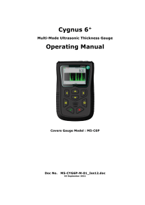 Cygnus 6+ Ultrasonic Thickness Gauge Operating Manual