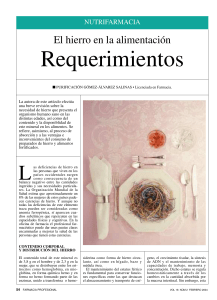 Hierro en la Alimentación: Requerimientos y Fuentes