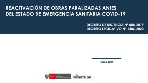 Reactivaci&oacute;n de Obras P&uacute;blicas Paralizadas en Per&uacute;