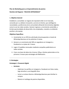 Plan de Marketing Delicias Artesanales: Repostería