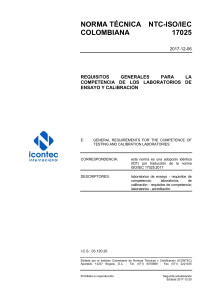 NTC-ISO/IEC 17025: Requisitos para Laboratorios de Ensayo y Calibraci&oacute;n