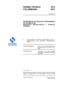 NTC 2031: Instrumentos de Pesaje - Requisitos Metrol&oacute;gicos