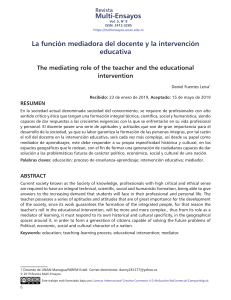 Función Mediadora del Docente e Intervención Educativa