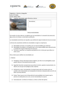 Clasificación de Necesidades: Historia y Geografía IIº Medio