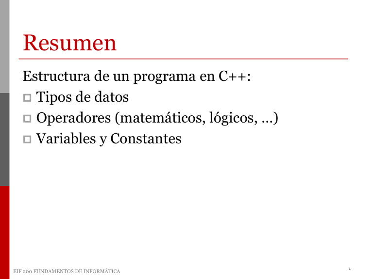 Fundamentos de C++: Tipos, Operadores y Variables