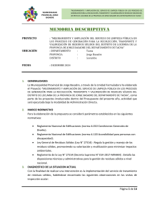 Memoria Descriptiva: Limpieza P&uacute;blica en Locumba, Tacna