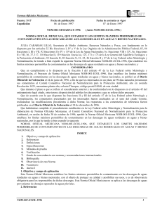 NOM-001-SEMARNAT-1996: L&iacute;mites de Contaminantes en Aguas Residuales