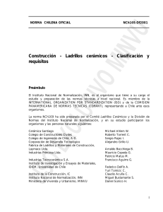 Norma Chilena Ladrillos Cer&aacute;micos NCh169: Clasificaci&oacute;n y Requisitos