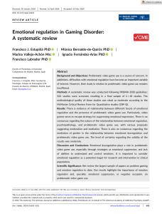 Gaming Disorder & Emotional Regulation: A Review