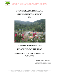 Plan de Gobierno Municipal Vinchos, Ayacucho 2015-2018