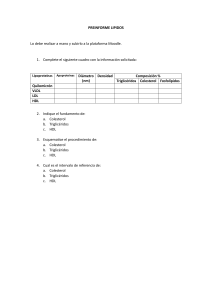 Informe Prelaboratorio de Lípidos: Lipoproteínas, Colesterol, Triglicéridos