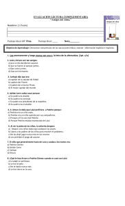 Prueba de Lectura "Amigos del Alma" - Primaria