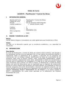 Planificaci&oacute;n y Control de Obras: S&iacute;labo del Curso