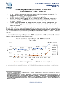 Defunciones en M&eacute;xico 2020: An&aacute;lisis Preliminar