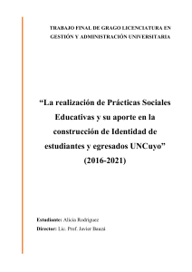 Prácticas Sociales Educativas e Identidad en UNCuyo