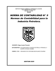 Norma N&deg; 9: Contabilidad para la Industria Petrolera en Bolivia