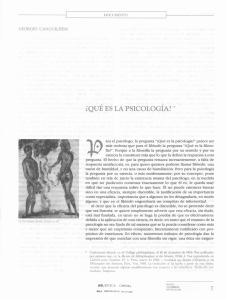 &iquest;Qu&eacute; es la Psicolog&iacute;a? Georges Canguilhem