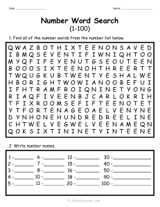 Hoja de Trabajo de Búsqueda de Números (1-100)