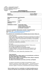 Hoja de Trabajo de Comprensión Lectora 5to Grado