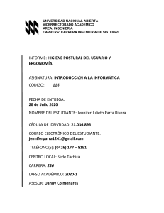 Higiene Postural y Ergonom&iacute;a: Informe para Usuarios de Inform&aacute;tica