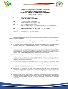 Informe Programa Alimento Complementario Escolar Guayaramer&iacute;n