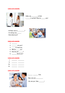 English Greetings Worksheet: Fill in the Blanks