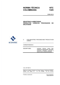 NTC 1325: Productos C&aacute;rnicos Procesados No Enlatados