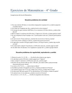 Ejercicios de Matemáticas 4° Grado - Problemas Resueltos