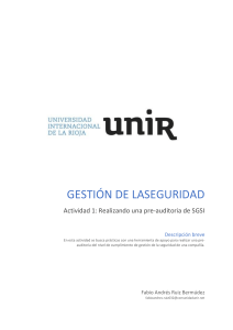 Informe de Actividad Pre-Auditor&iacute;a SGSI