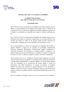 Resolución Tributaria Ecuador: Contribuciones Seguridad y Bancos